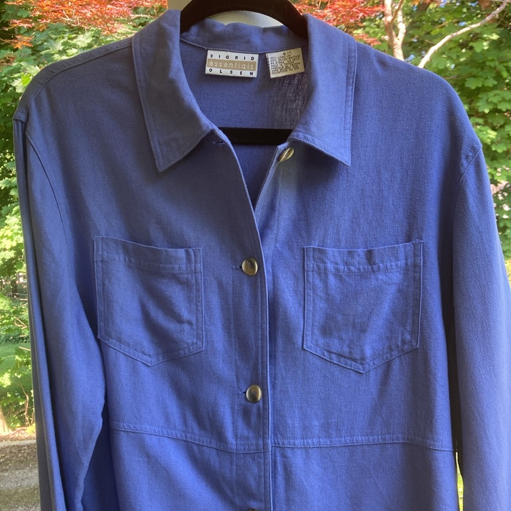 SIGRID OLSEN cornflower blue Linen top/jacket/NICE